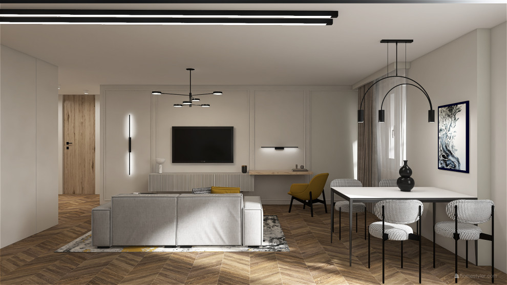 Современная трехкомнатная квартира с элементами неоклассики