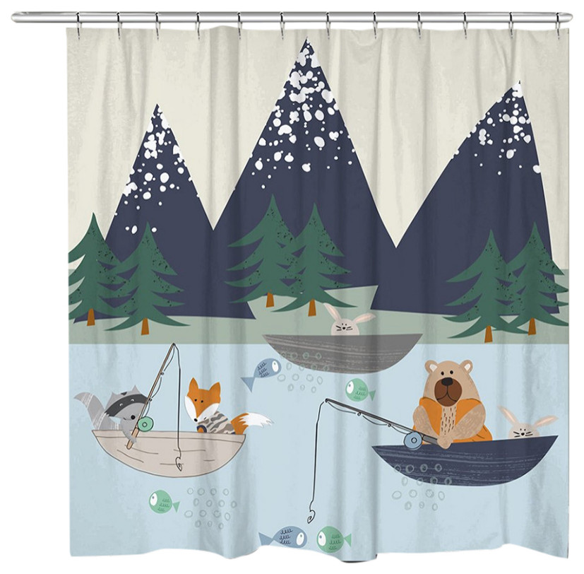 Outdoor Critters Fishing Shower Curtain Rustic Shower Curtains by