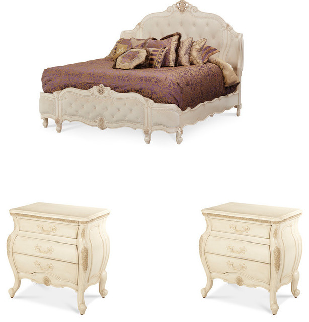 lavelle blanc wing mansion bedroom set, 3-piece set - traditional