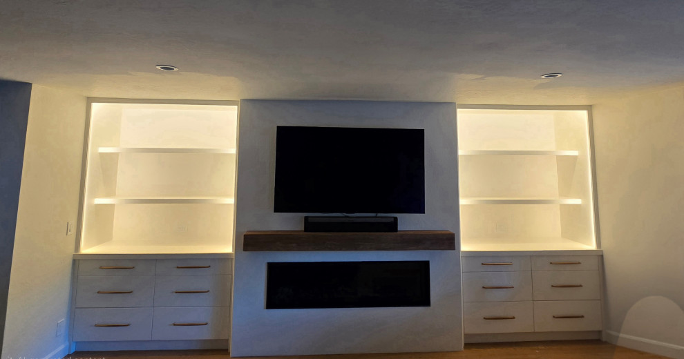Modern Media Wall with Custom Built-Ins LED
