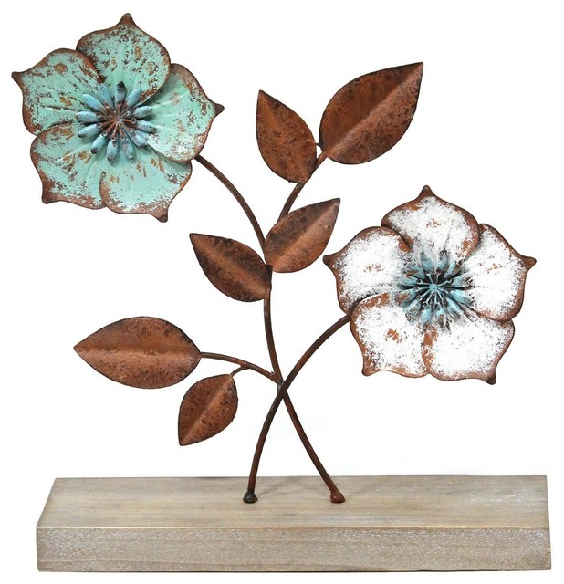 Stratton Home Decor Metal Flower Table Top Farmhouse Garden Statues