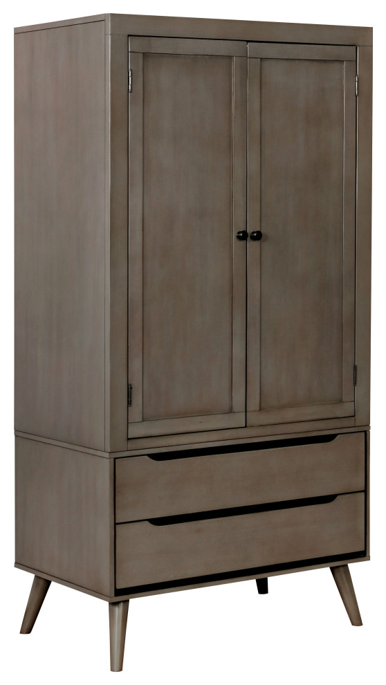 Bella MidCentury Modern Style Gray, 2Drawer Armoire Midcentury