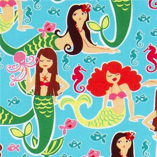 Michael Miller fabric Sea Beauties mermaid fish