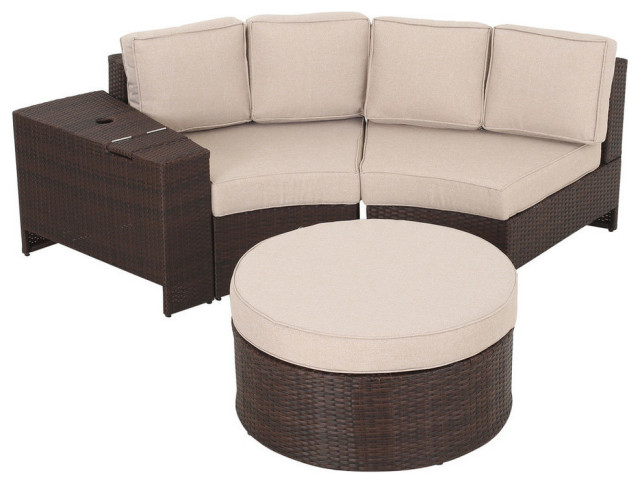 Gdf Studio 4 Piece Riviera Otranto Patio Semicircular Sectional Cushions Tropical Outdoor Lounge Sets By Gdfstudio