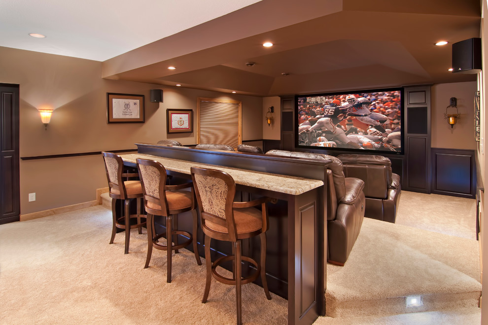 This is an example of a traditional home theatre in Minneapolis.