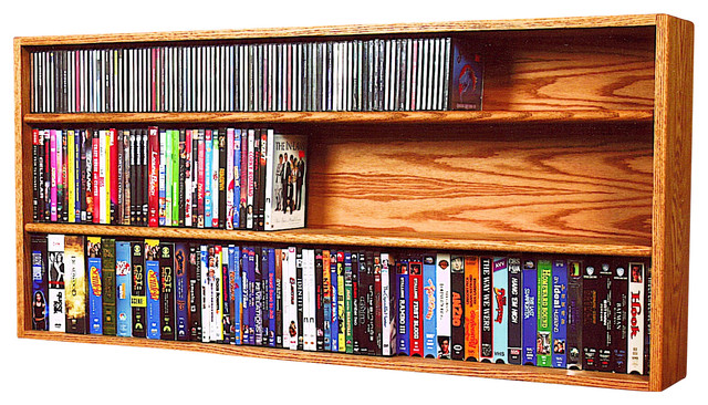 Solid Oak Wall Or Shelf Mount For Cd And Dvd Vhs Tape Book Cabinet