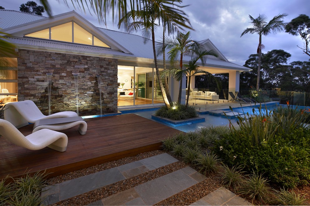 Contemporary pool in Sydney with decking.