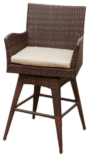 Royer Outdoor Wicker Brown Swivel Barstool Tropical Bar Royer Outdoor Wicker Brown Swivel Barstool