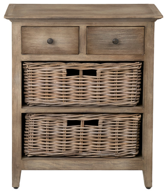 East At Main's Stratton Brown Rattan Nightstand Farmhouse