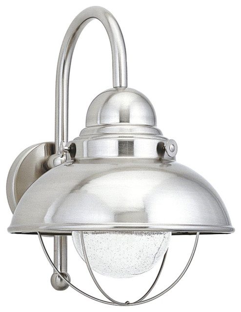 Sea Gull Sebring Large LED Outdoor Wall Lantern 887193S-98, Brushed Stainless