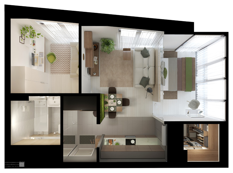 ДИЗАЙН-ПРОЕКТ КВАРТИРЫ В ОЛИМПИЙСКОЙ ДЕРЕВНЕ 55 м²