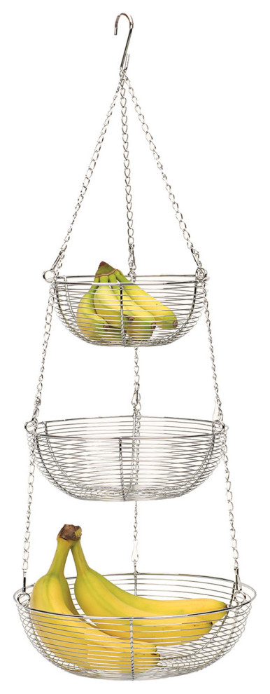 Woven Wire Hanging Basket - Chrome