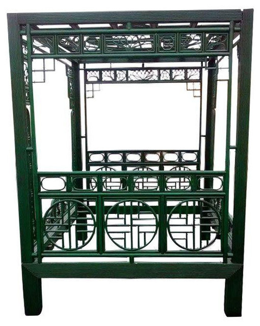 Queen Size Green Rattan Bamboo Canopy Bed Home Design Jpg