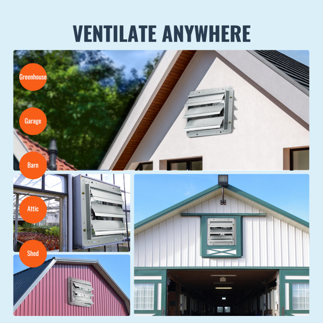 VEVOR Shutter Exhaust Fan Bathroom Exhaust Fan Wall Mounted Aluminum ...