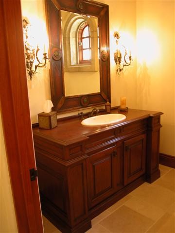 Design ideas for a traditional powder room in San Diego.