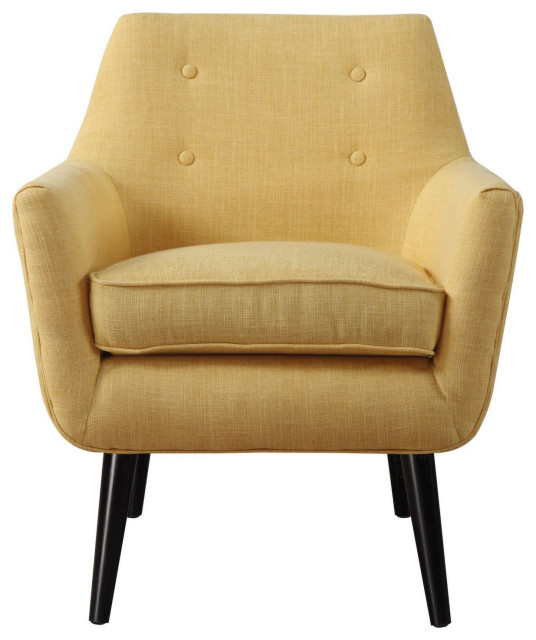 yellow mid century accent chair