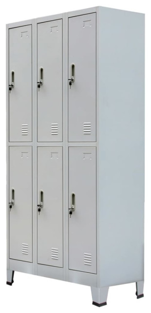 Vidaxl Locker Cabinet W 6 Compartment Office Gym Sports Changing Container Transitional Storage Cabinets By Vida Xl International B V