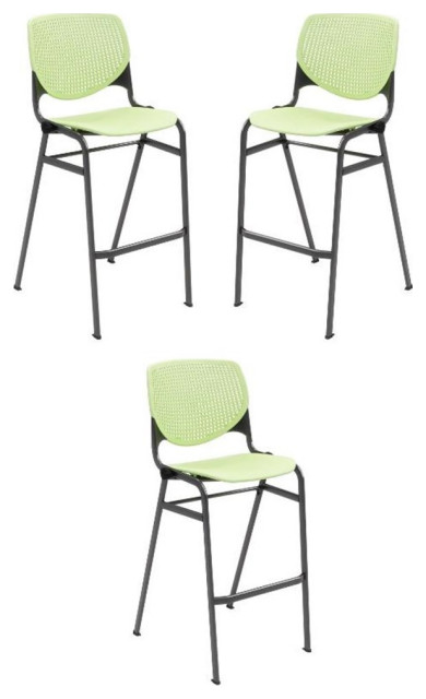 Home Square Stack Barstool in Lime Green Finish - Set of 3