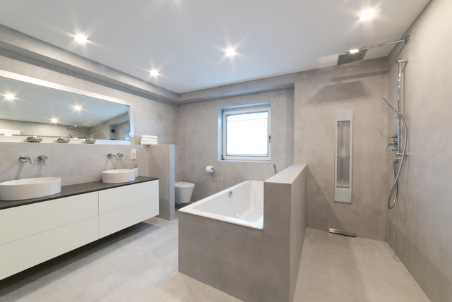 Badsanierung Beton Cire Minimalistisch Badezimmer Sonstige Von Raumkonzept