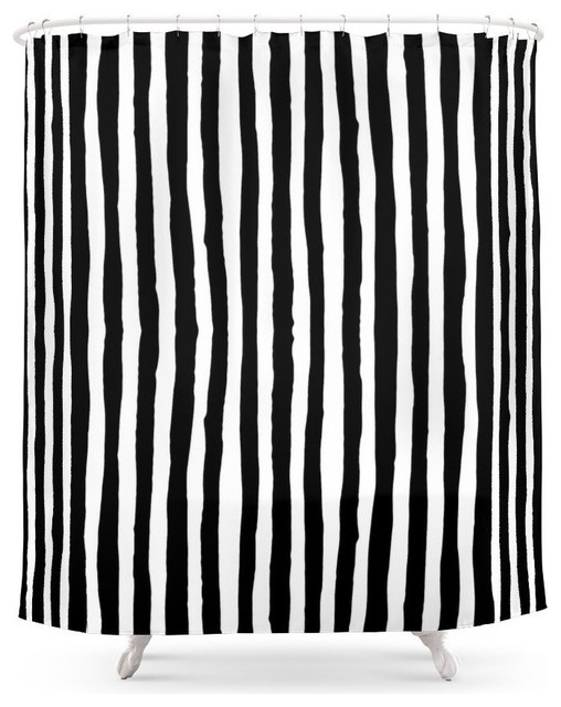 Black And White Vertical Stripes Shower Curtain Contemporary