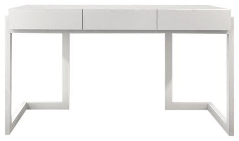 56 Contemporary Writing Desk In A Textured Matte White Finish