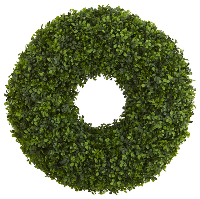 Nearly Natural 28 Boxwood Artificial Wreath Modern Wreaths And