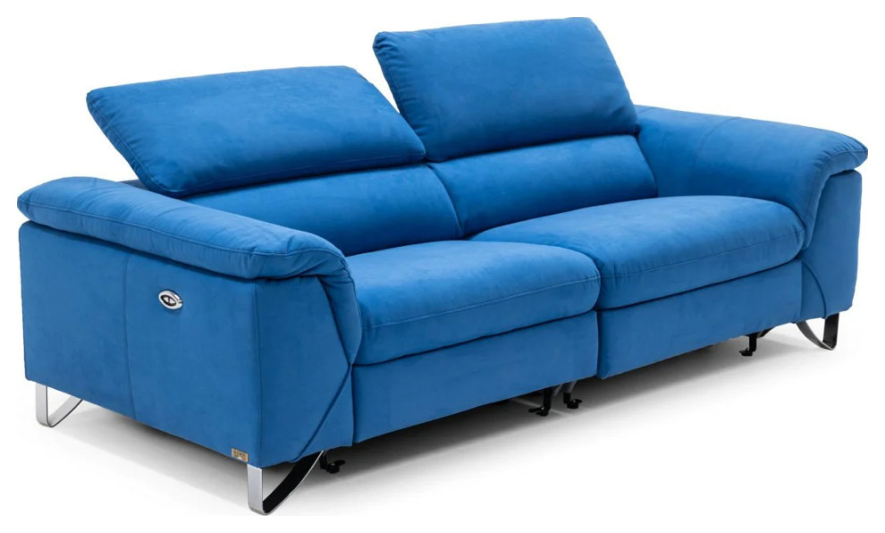 Anaya Modern Royal Blue Fabric Sofa With Electric Recliners