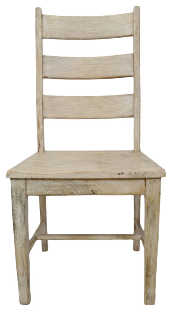 White Wash Ladder Back Dining Chair Farmhouse Dining Chairs by