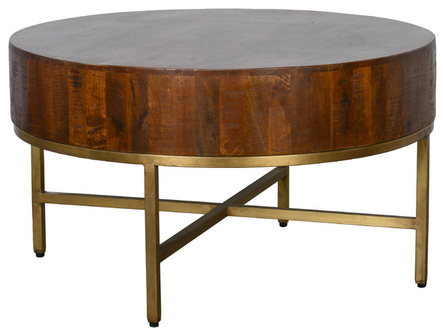 Round Mango Wood Coffee Table - Transitional - Coffee Tables - by Kosas