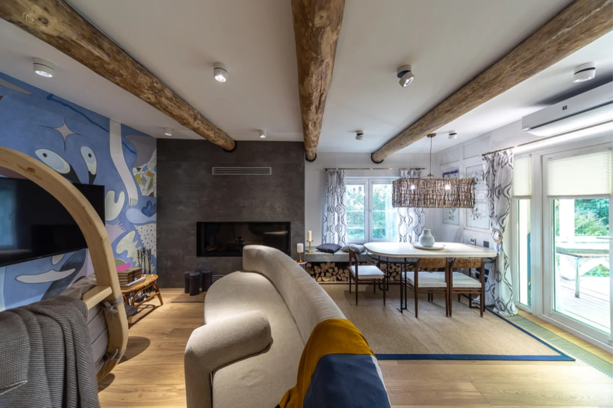 Циновки в гостиную загородного дома в стиле авангард