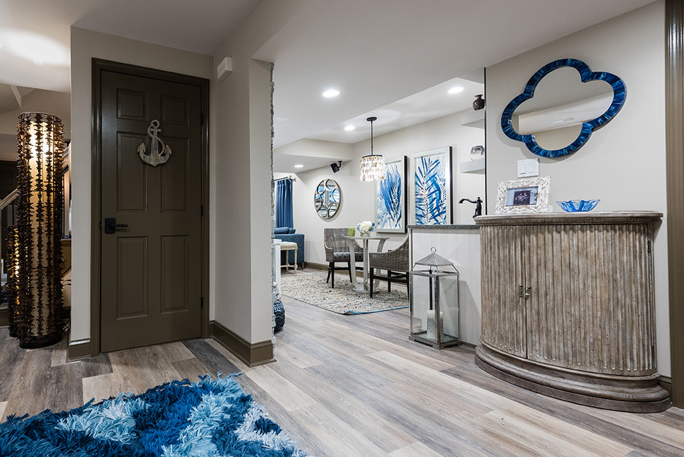 East Coast Nautical Basement Beach Style Basement Austin by