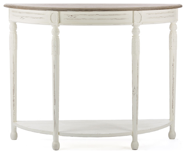 Vologne Traditional White Wood French Console Table Farmhouse Vologne Traditional White Wood French