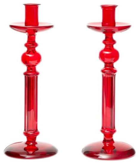 Red Glass Candlesticks