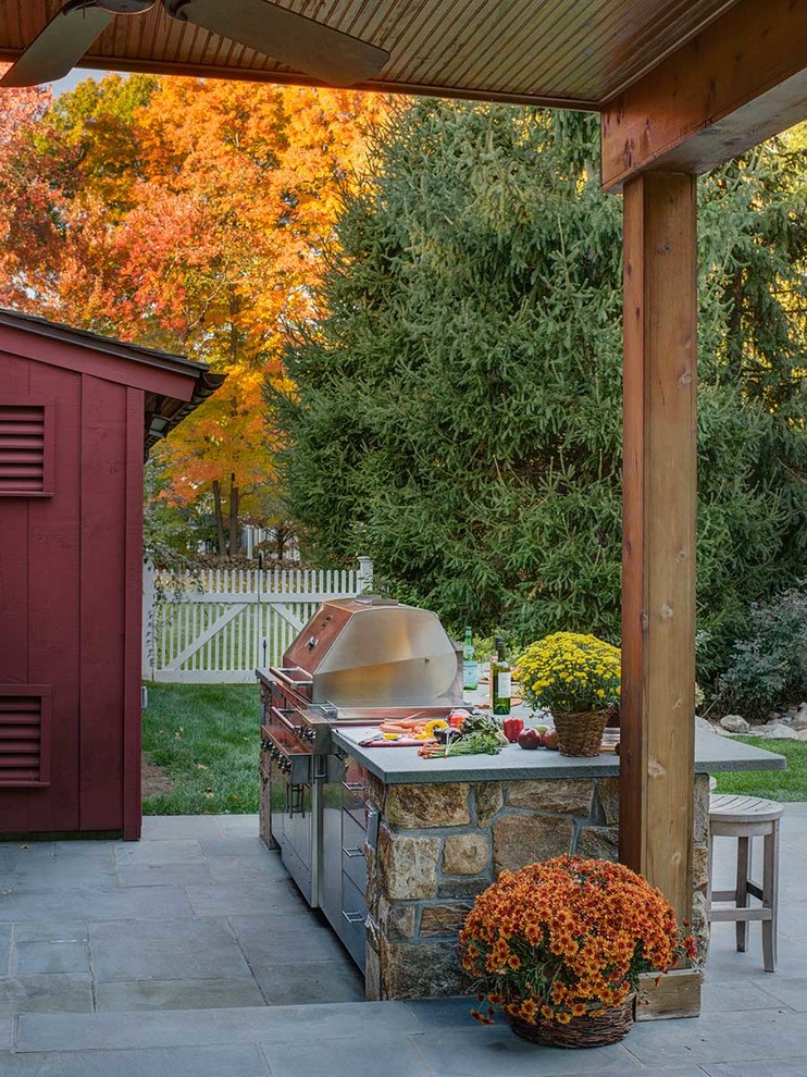 Darien, Connecticut Outdoor Kitchen - Farmhouse - Patio ...