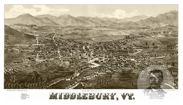 Historic Vermont Art Vintage Castleton Old Victorian Industrial VT Map ...