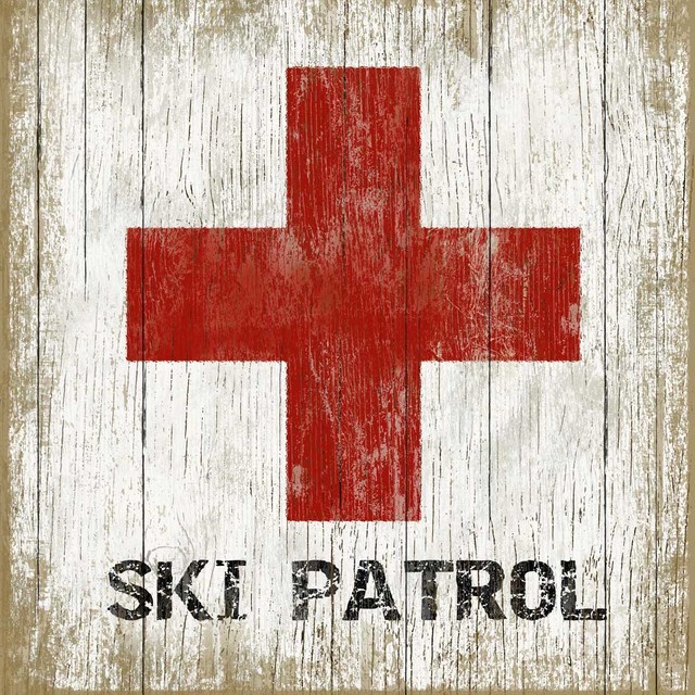 Ski Patrol 1 Wood Panel 15 X15 Rustic Novelty Signs By Red Ski Patrol 1 Wood Panel