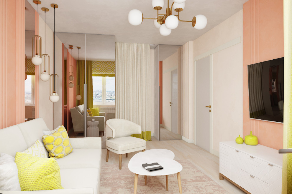 Розовая пудра - Однокомнатная квартира для женщины.