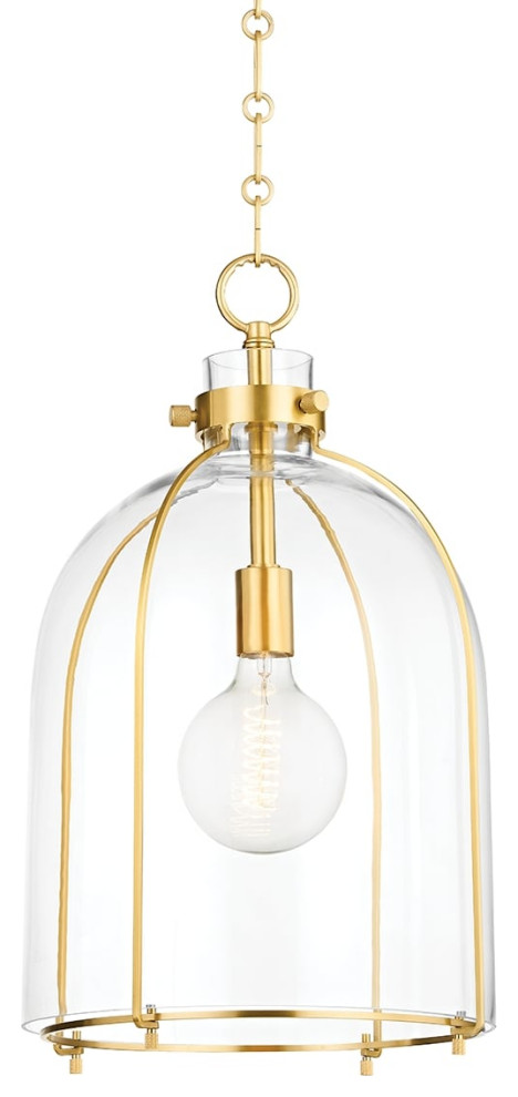 Eldridge 1-Light Pendant Dome Aged Brass