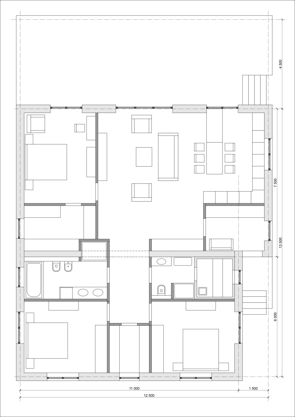 Проект одноэтажного дома 140м.кв.