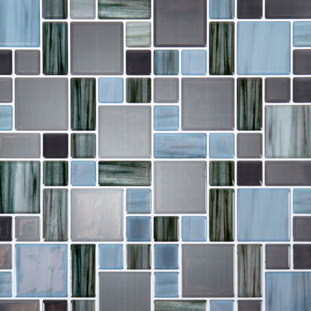 Multi Square Peel & Stick Wall Tiles, 10x10", Dark Blue, 6 Pieces