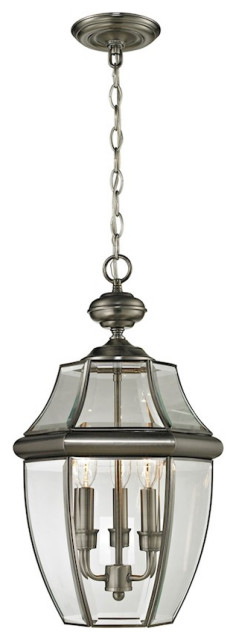 Thomas Lighting Ashford 3-Light Hanging Lantern, Nickel, Large
