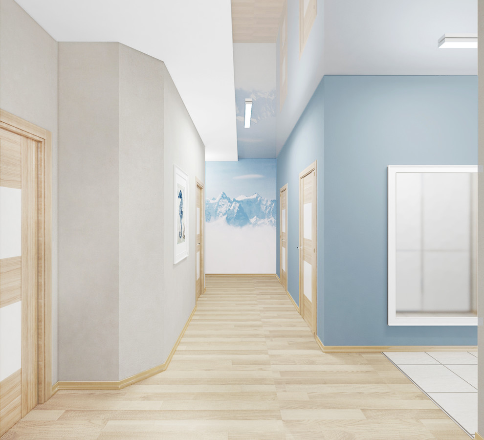 Светлый интерьер квартиры в голубых тонах