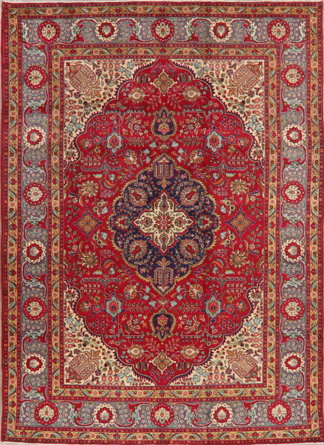 Consigned, Hand-Knotted Medallion Vintage Carpet Oriental Area Rug, Red ...