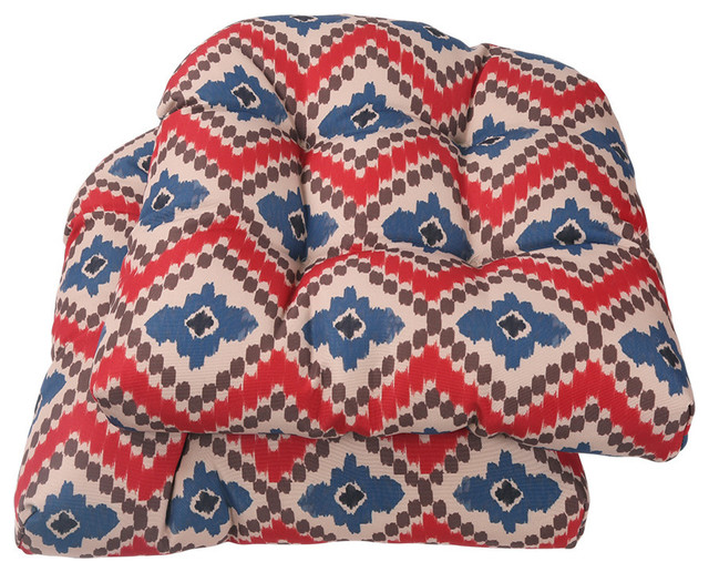LNC Indoor Seat Cushions Outdoor Dining Chair Cushion Ikat Red Set of 2