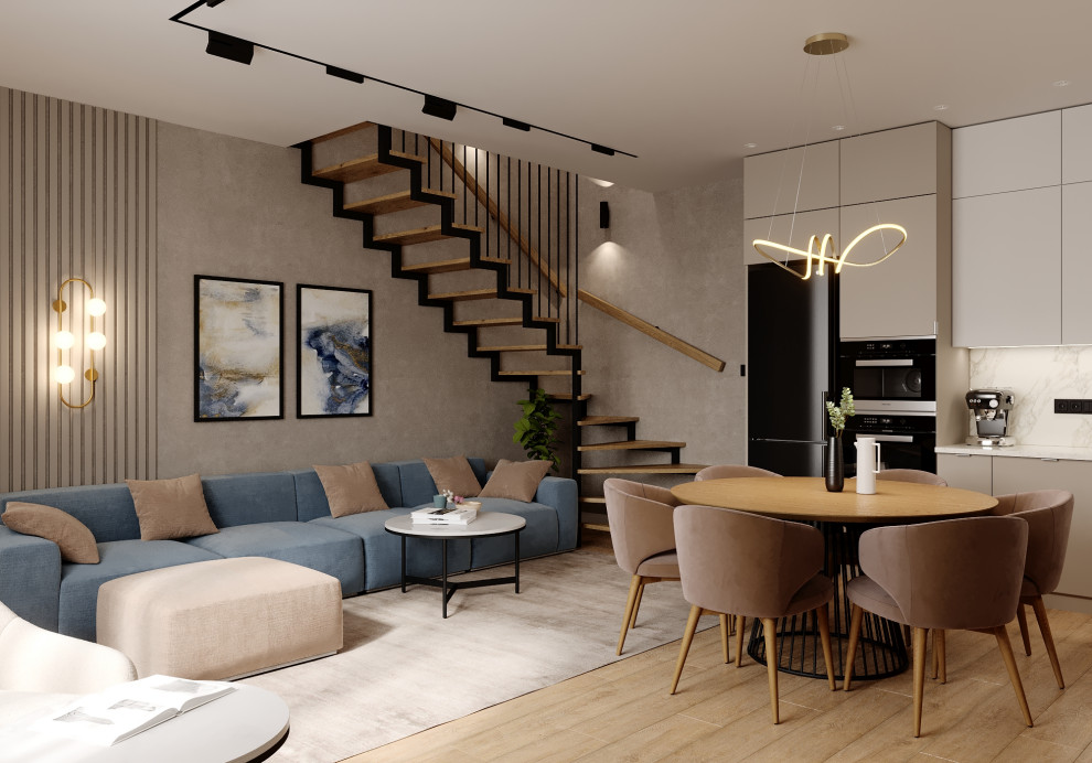 Дизайн кухни-гостиной в таунхаусе в Новосибирске