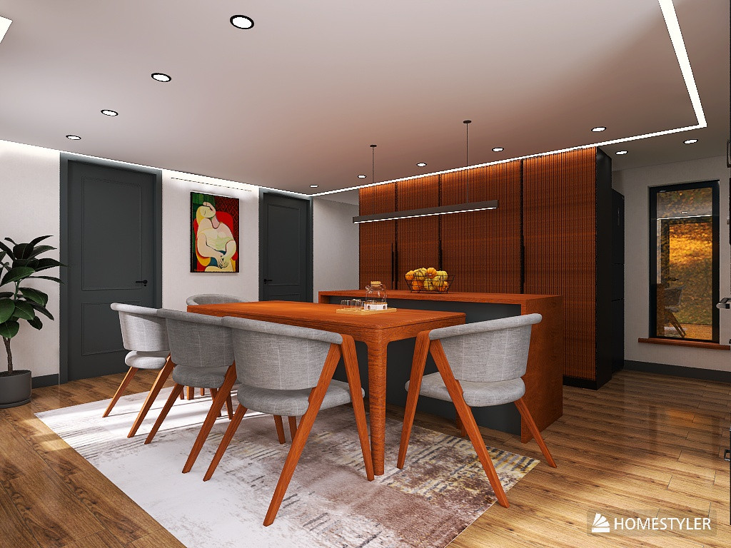 Кухня-столовая частного дома в современном стиле