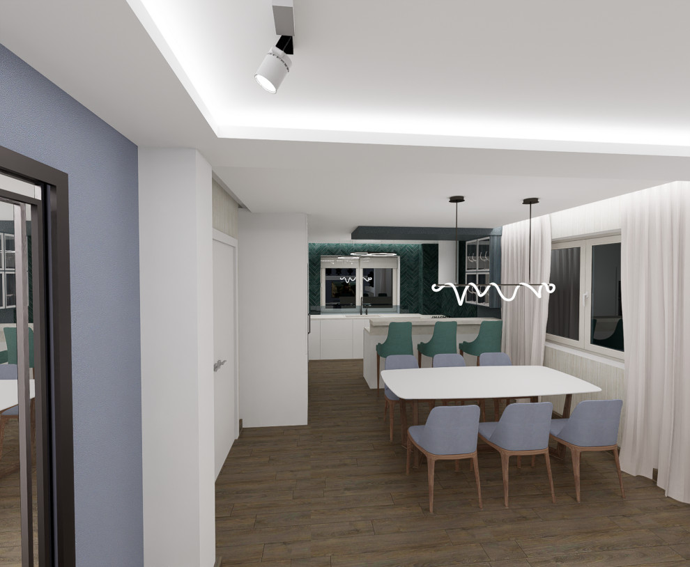 Кухня-гостиная с коллекцией самоваров