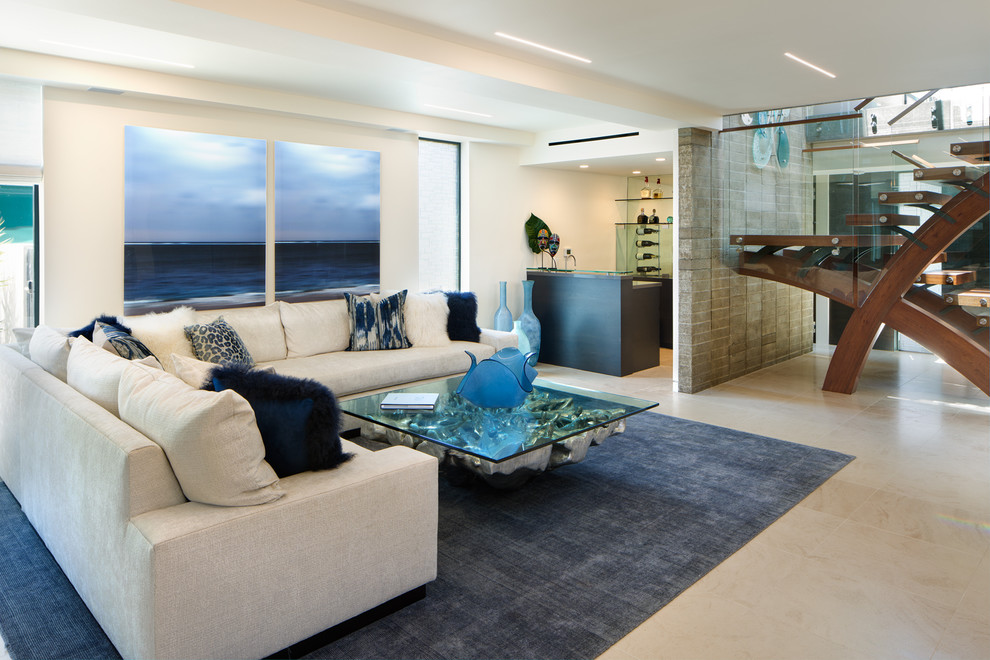Design ideas for a contemporary living room in San Diego.