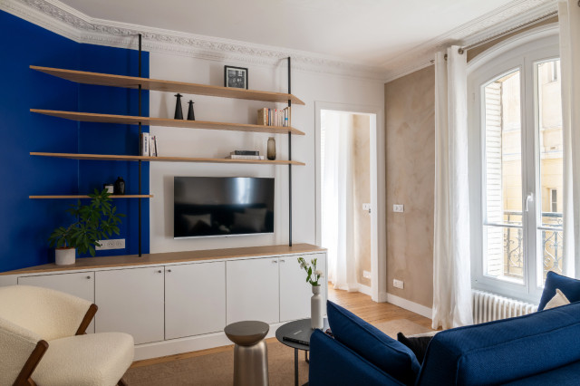 Bleu parisien modern-wohnzimmer