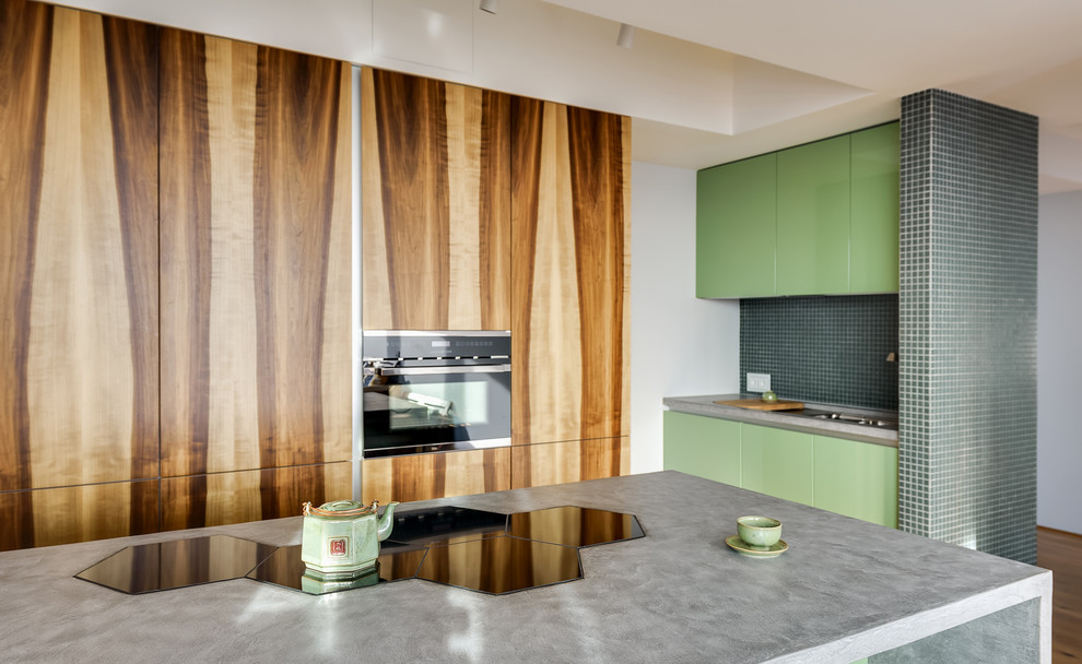 Современная кухня - декоративный бетон и мореный грисард